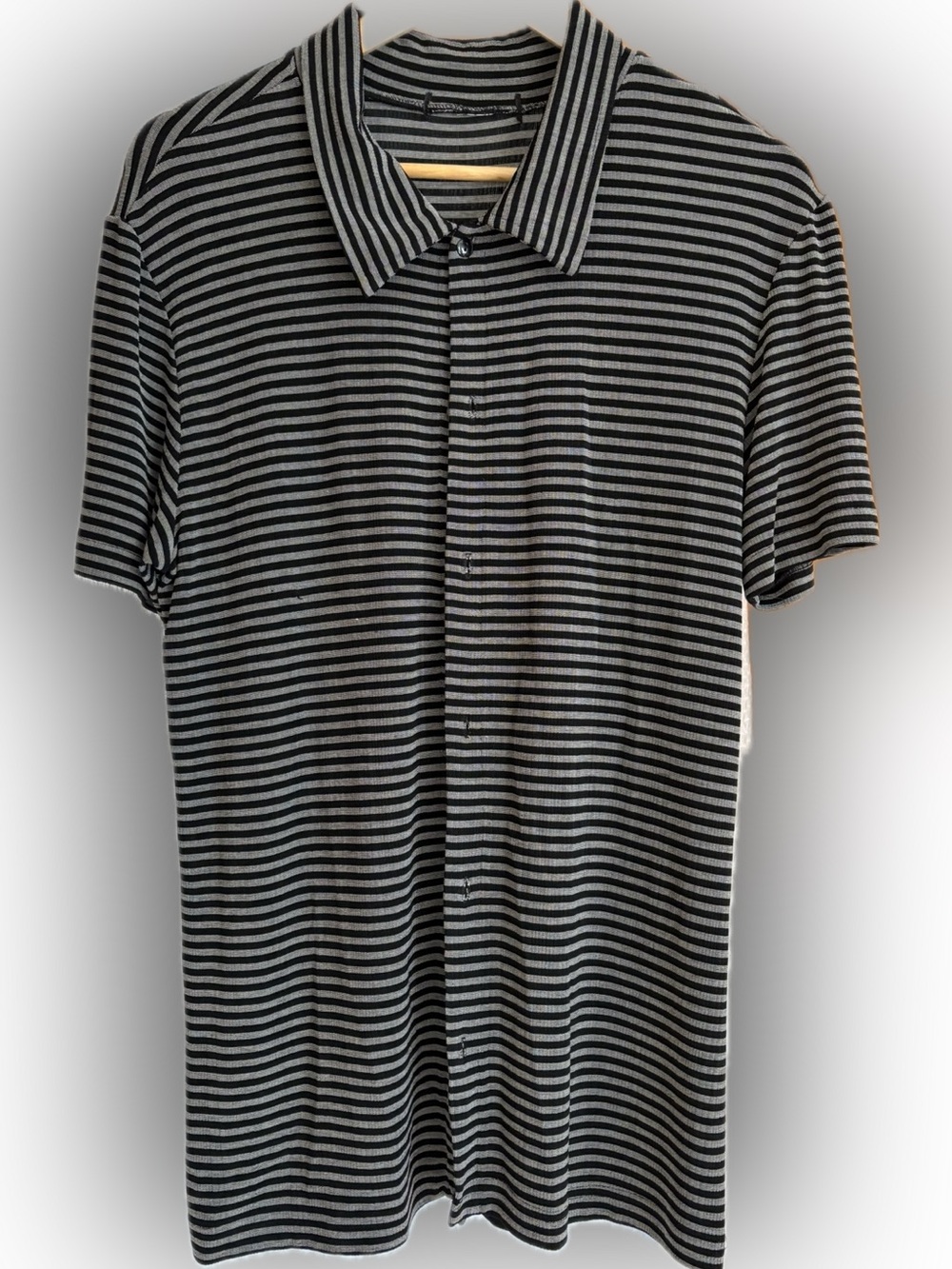 Stylish Black and Gray Striped Polo Shirt